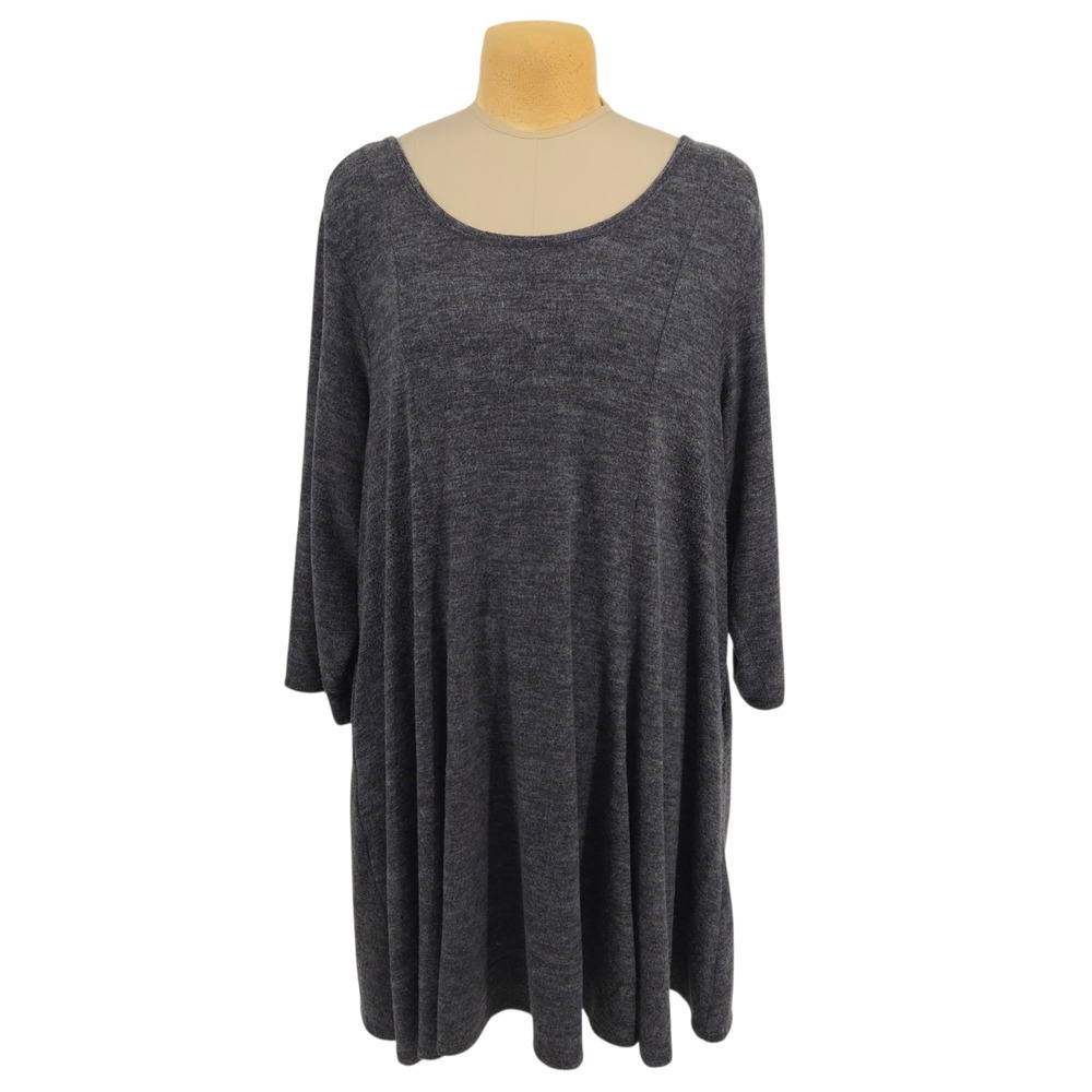 Torrid Super Soft Stretch Dress Women 4 Grey Lattice Back Casual Cozy Loungewear
